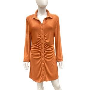 NWOT With Jéan Australia Women’s Tunic/ Dress Size L Soft Buttons Orange